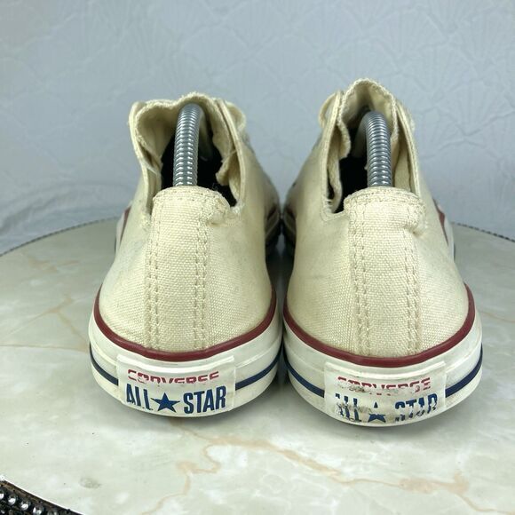 Converse All Star Low Top Sneakers Mens 10.5 Cream Canvas Streetwear Skate Shoes - Picture 8 of 13